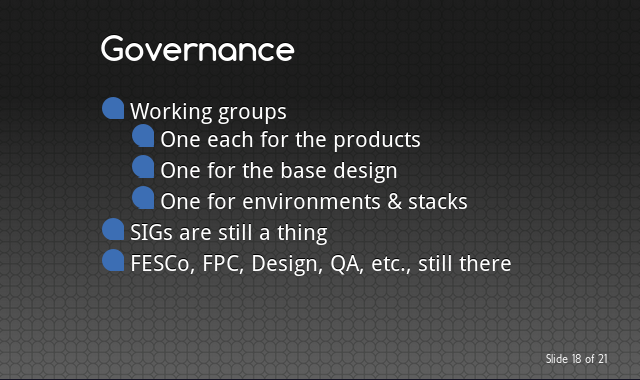Governance: Working Groups, SIGS, everything else