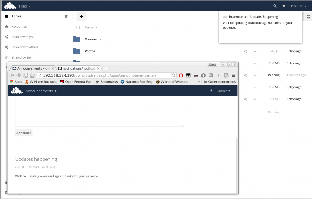 Owncloud 8.2 notifications