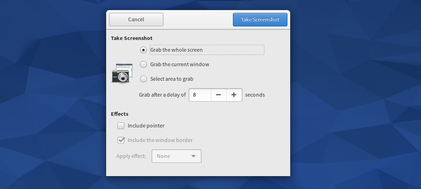 Using GNOME Screenshot: Taking a screenshot