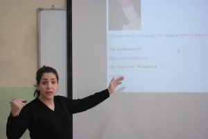 Teacher Rowana Bejjani teaches HTML with Fedora at Lebanon Evangelical School