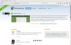 GNOME TopIcons Plus extension page