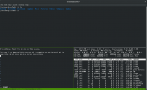 tmux session with three panes running different commands
