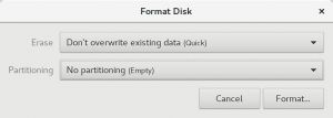 Formatting disk as empty