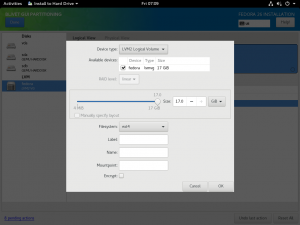 Adding a new device using Blivet GUI in Anaconda