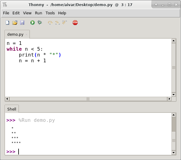 A simple program in Thonny