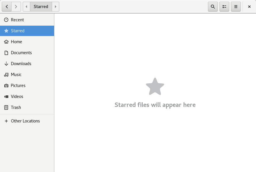 Files application showing new Starred files feature
