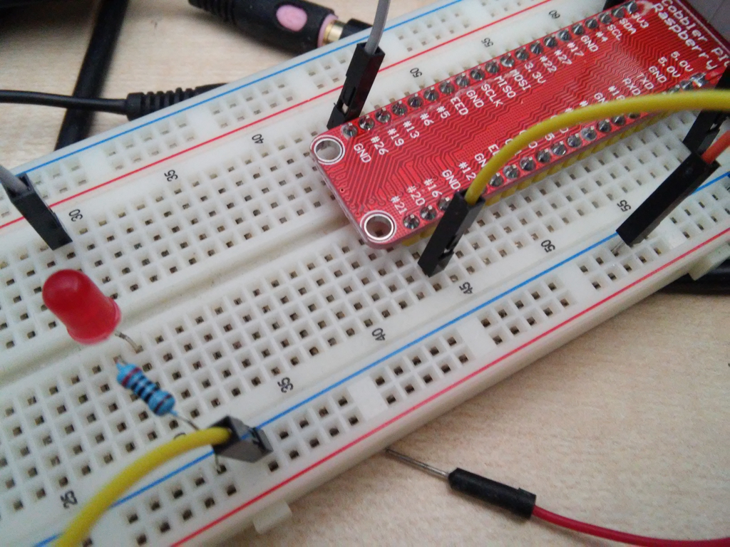 Closeup of LED connection with GPIO