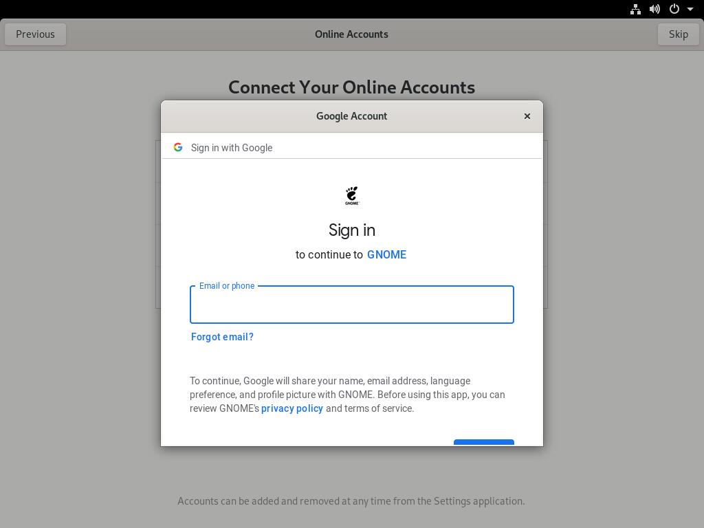 Online account login dialog