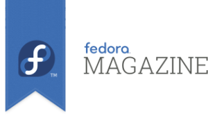 Fedora Magazine ribbon. Shows the Fedora Trademark next to text, "Fedora Magazine".