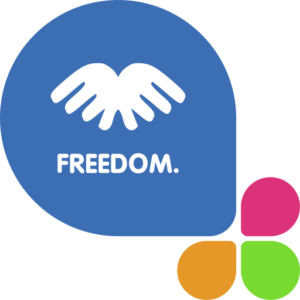 Fedora's Foundation logo, with Freedom highlighted. Illustrative.