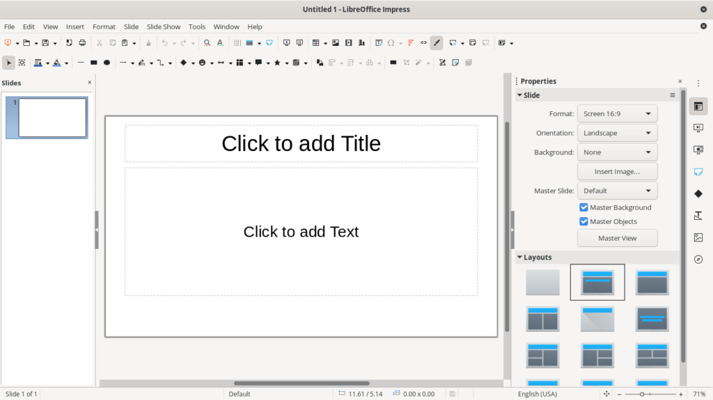 LibreOffice Impress as office suites app for daily needs