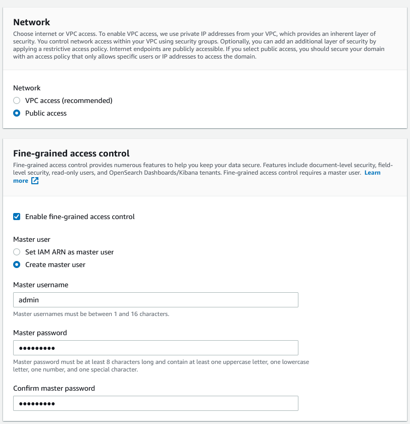 Create domain page segment which features options to set what type of network access you'd like to use and enable granular level control over your data.