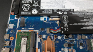 Laptop motherboard, with an empty NVMe slot