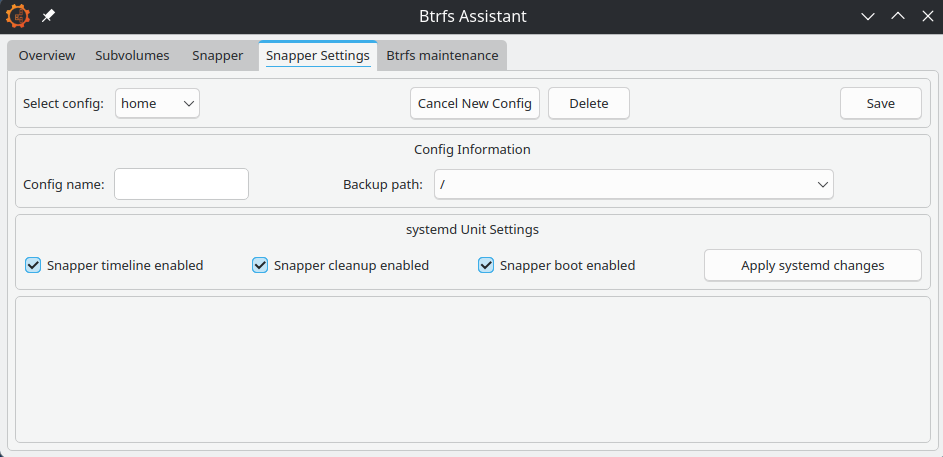 Setting up BTRFS Snapper configs